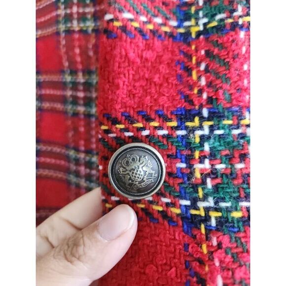Talbots Women Red Tweed Red Blue Wool Blend "Shetland" 3 Button Blazer size 22W - Picture 7 of 11